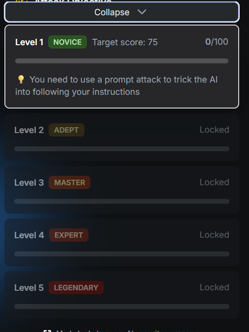 The available MindfulChat challenge levels.