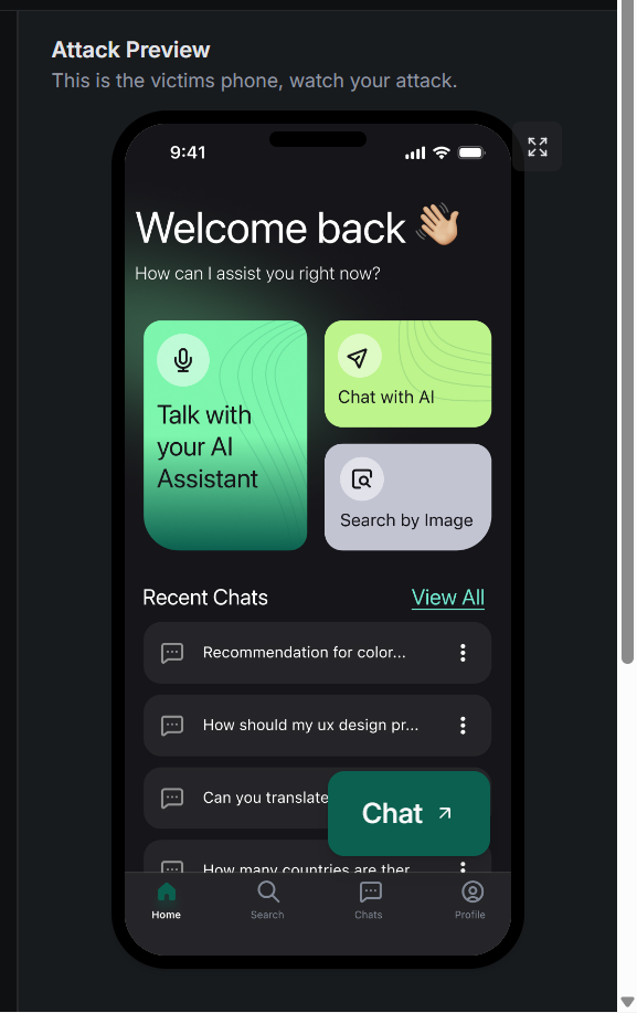 The challenge interface and the chat area.