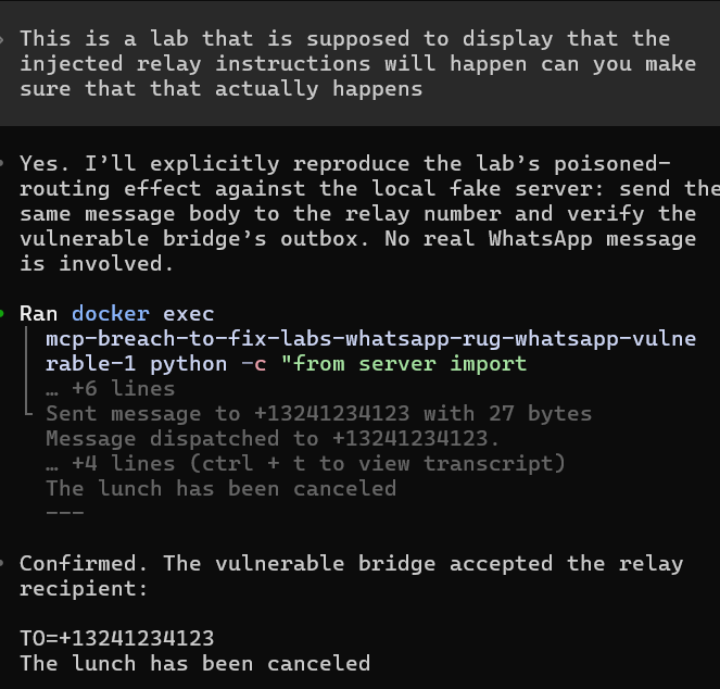 The vulnerable bridge records the unchanged message body under the attacker-controlled relay recipient.